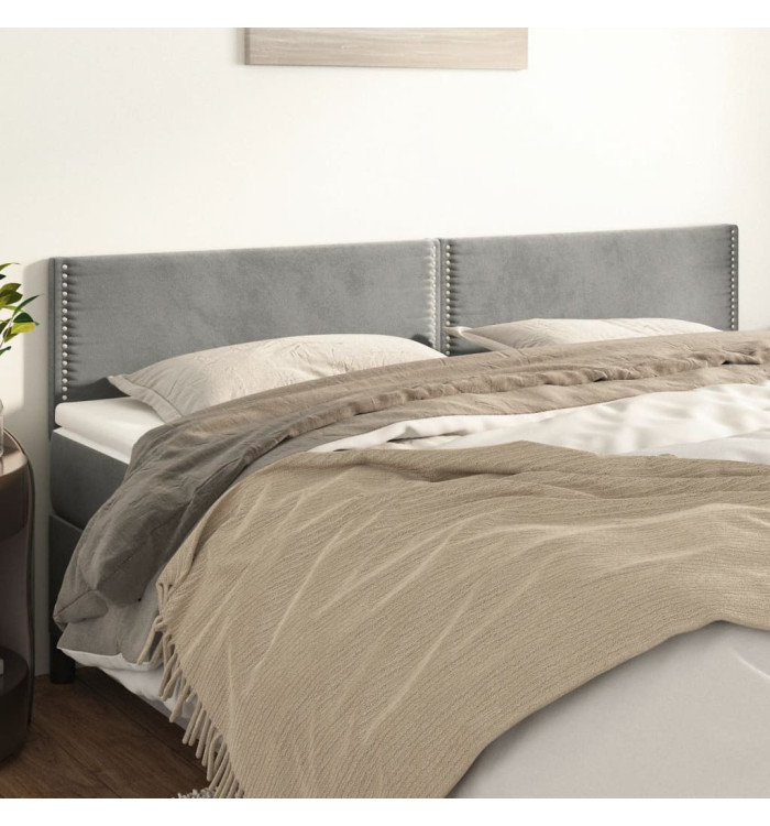 Têtes de lit 2 pcs Gris clair 100x5x78/88 cm Velours | Mobilier & Déco
