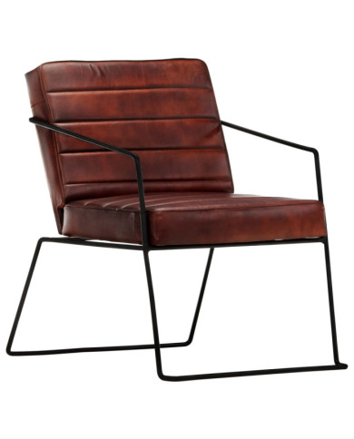Fauteuil Marron foncé Cuir véritable | Mobilier & Déco