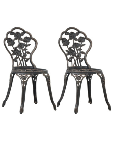 Chaises de bistro lot de 2 Bronze Aluminium coulé | Mobilier & Déco