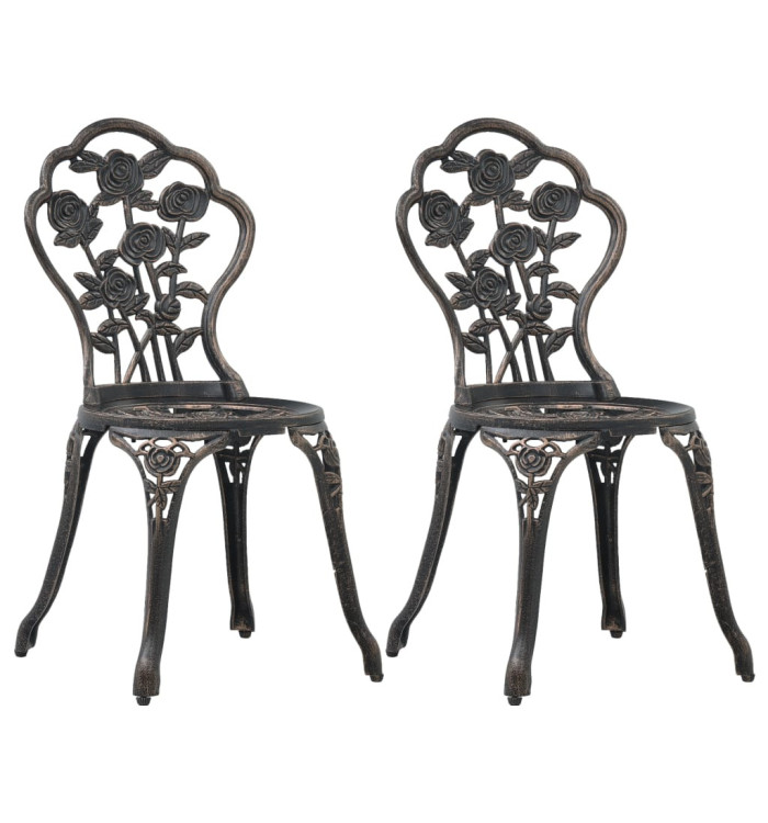 Chaises de bistro lot de 2 Bronze Aluminium coulé | Mobilier & Déco