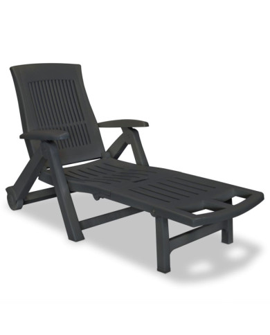 Chaise longue avec repose-pied Plastique Anthracite | Mobilier & Déco