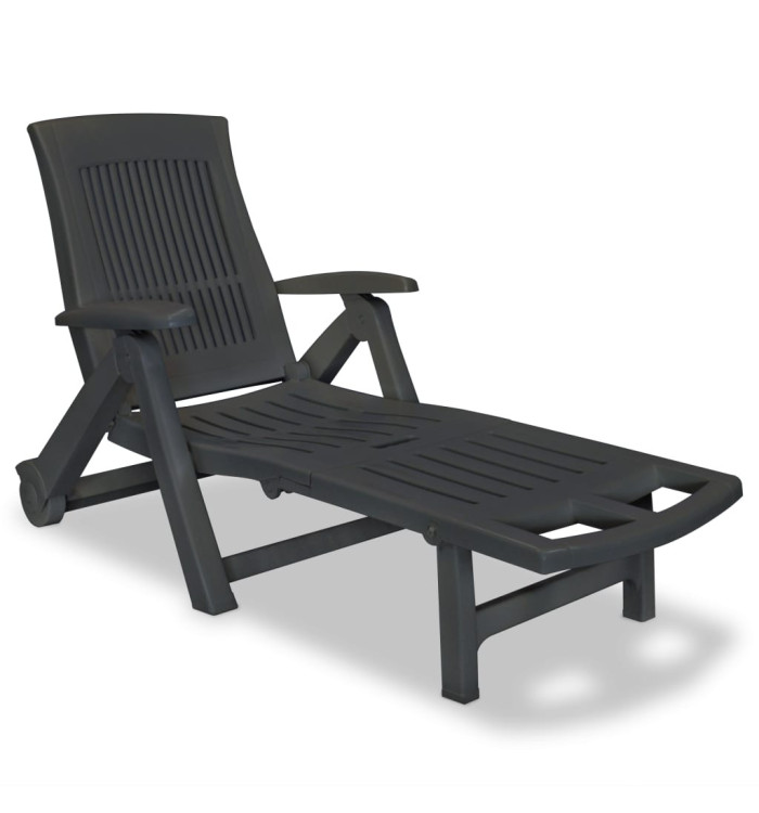 Chaise longue avec repose-pied Plastique Anthracite | Mobilier & Déco