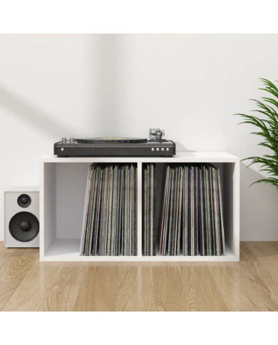 Boîte de rangement vinyles Blanc 71x34x36 cm Bois d'ingénierie | Mobilier & Déco