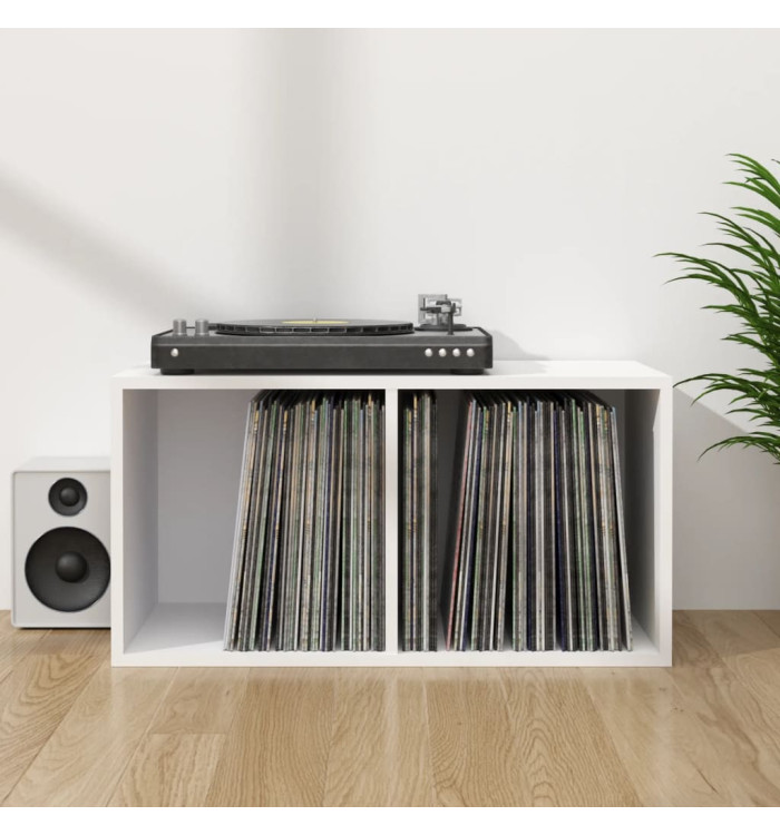 Boîte de rangement vinyles Blanc 71x34x36 cm Bois d'ingénierie | Mobilier & Déco