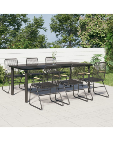 Ensemble à manger de jardin 7 pcs Noir Rotin PVC | Mobilier & Déco
