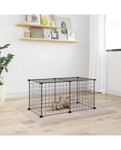 Cage animaux de compagnie à 8 panneaux Noir 35x35 cm Acier | Mobilier & Déco