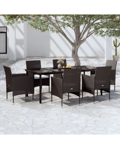Ensemble à manger de jardin avec coussins 7 pcs Noir | Mobilier & Déco