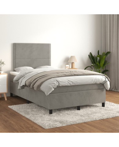 Sommier à lattes de lit et matelas Gris clair 120x200cm Velours | Mobilier & Déco