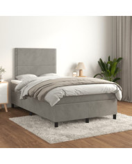 Sommier à lattes de lit et matelas Gris clair 120x200cm Velours | Mobilier & Déco