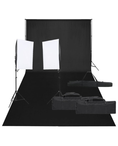 Kit de studio photo avec éclairage et toile de fond | Mobilier & Déco