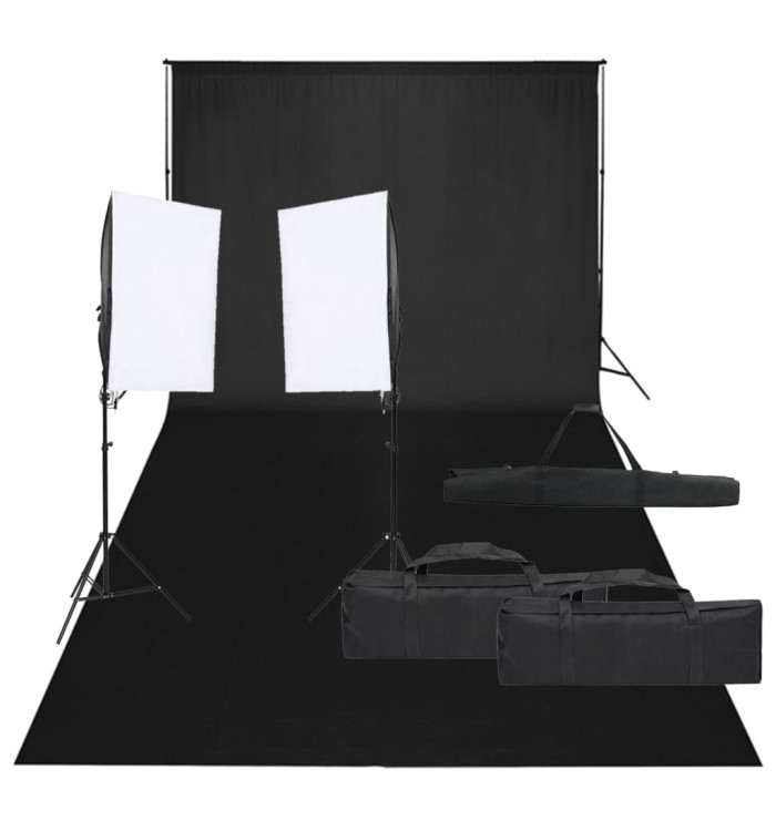 Kit de studio photo avec éclairage et toile de fond | Mobilier & Déco