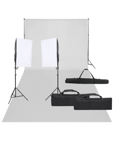 Kit de studio photo avec éclairage et toile de fond | Mobilier & Déco