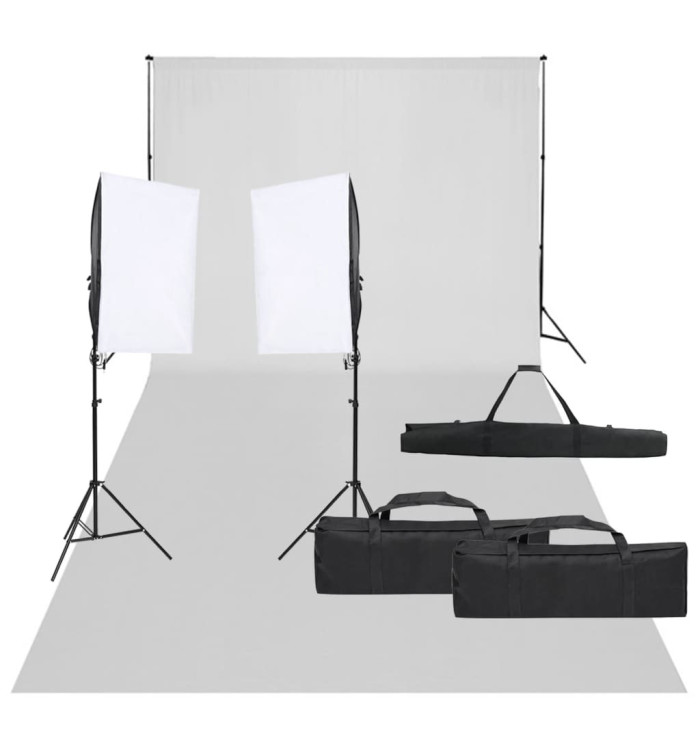 Kit de studio photo avec éclairage et toile de fond | Mobilier & Déco