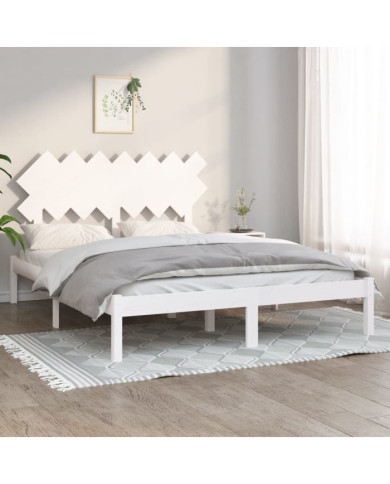 Cadre de lit sans matelas blanc 140x190 cm bois massif | Mobilier & Déco