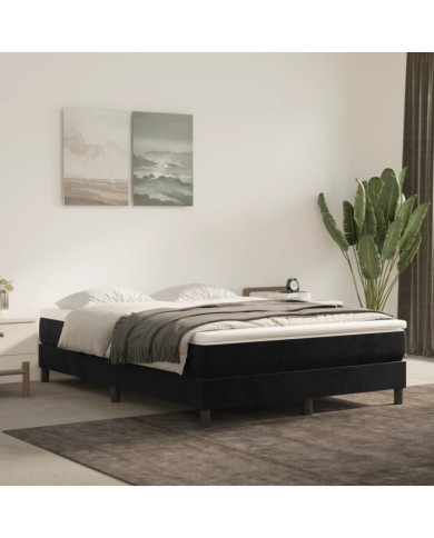Cadre de lit sans matelas noir 140x200 cm velours | Mobilier & Déco