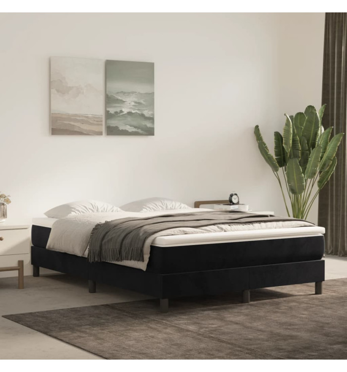 Cadre de lit sans matelas noir 140x200 cm velours | Mobilier & Déco