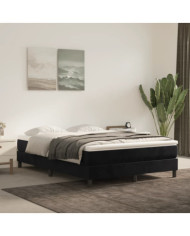 Cadre de lit sans matelas noir 140x200 cm velours | Mobilier & Déco