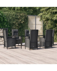 Ensemble à manger de jardin coussins 7pcs Noir Résine tressée | Mobilier & Déco