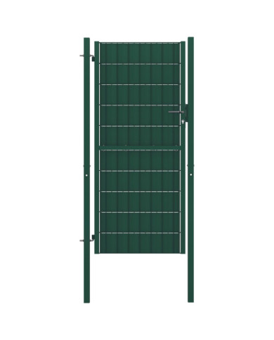 Portail de clôture PVC et acier 100x204 cm Vert | Mobilier & Déco