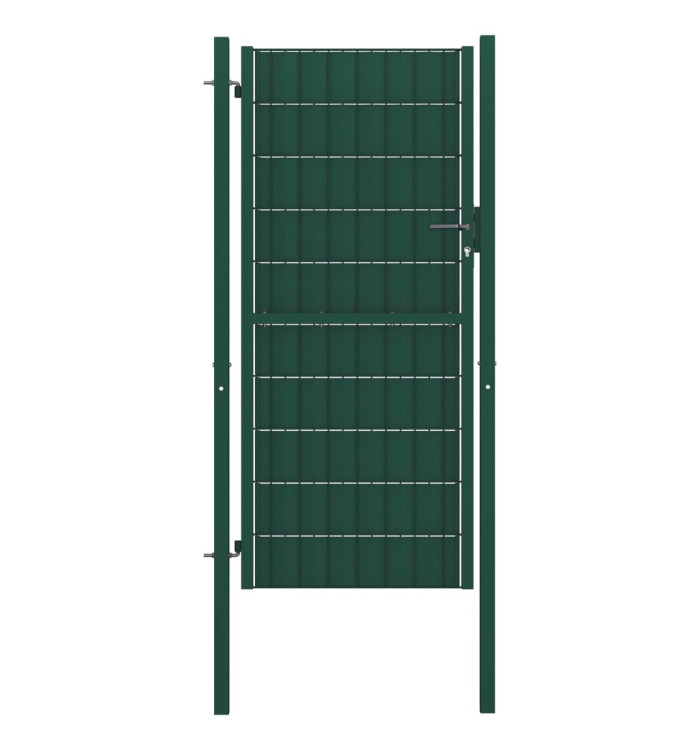 Portail de clôture PVC et acier 100x204 cm Vert | Mobilier & Déco