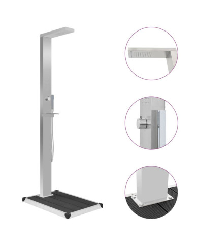 Douche d'extérieur avec receveur de douche WPC Acier inoxydable | Mobilier & Déco
