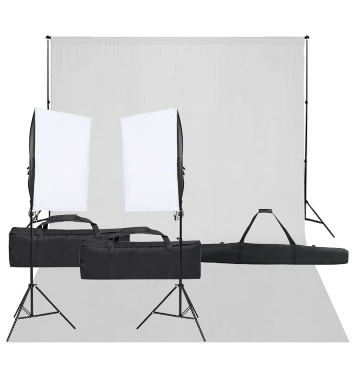 Kit de studio photo avec éclairage et toile de fond | Mobilier & Déco