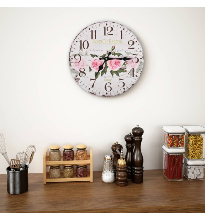 Horloge murale vintage Fleur 30 cm | Mobilier & Déco