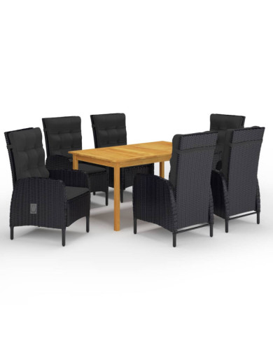 Ensemble à manger de jardin 7 pcs Noir | Mobilier & Déco