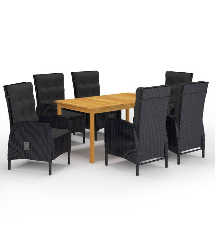 Ensemble à manger de jardin 7 pcs Noir | Mobilier & Déco