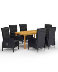 Ensemble à manger de jardin 7 pcs Noir | Mobilier & Déco
