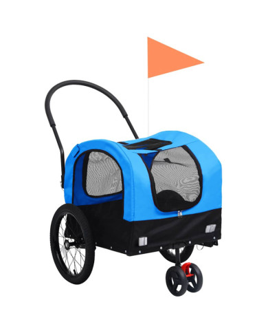 Remorque de vélo pour chiens et poussette 2-en-1 bleu et noir | Mobilier & Déco