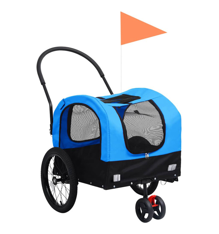 Remorque de vélo pour chiens et poussette 2-en-1 bleu et noir | Mobilier & Déco