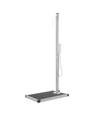 Douche de jardin avec base gris 225 cm Acier inoxydable | Mobilier & Déco