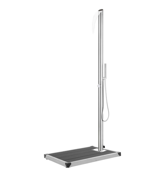 Douche de jardin avec base gris 225 cm Acier inoxydable | Mobilier & Déco