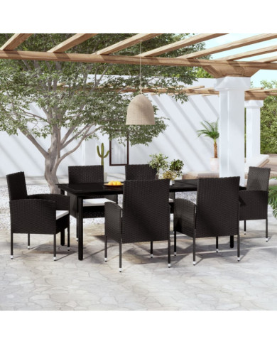 Ensemble à manger de jardin 7 pcs Noir | Mobilier & Déco