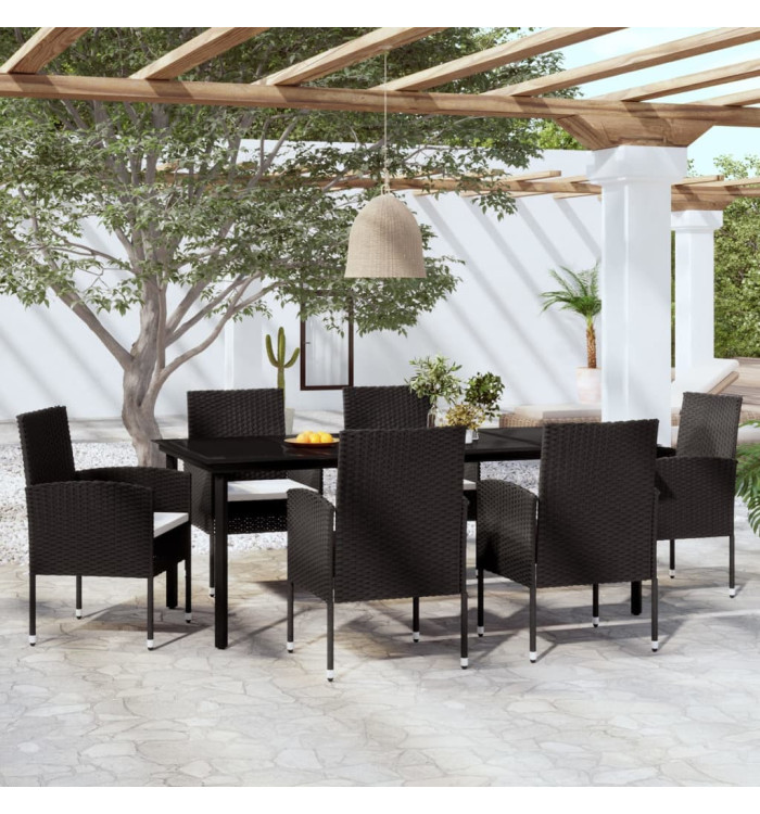 Ensemble à manger de jardin 7 pcs Noir | Mobilier & Déco