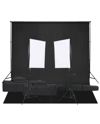 Kit de studio photo avec éclairage et toile de fond | Mobilier & Déco