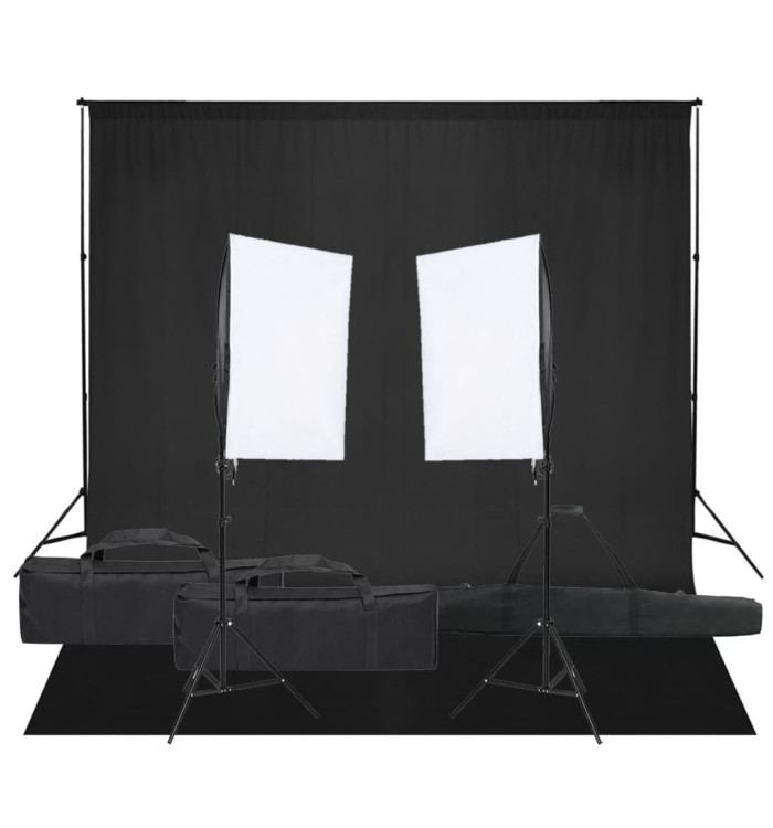 Kit de studio photo avec éclairage et toile de fond | Mobilier & Déco