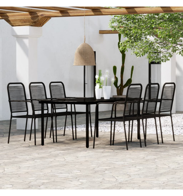 Ensemble à manger de jardin 7 pcs Noir | Mobilier & Déco