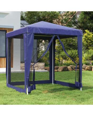 Tente de fête avec 4 parois latérales en maille Bleu 2x2 m PEHD | Mobilier & Déco