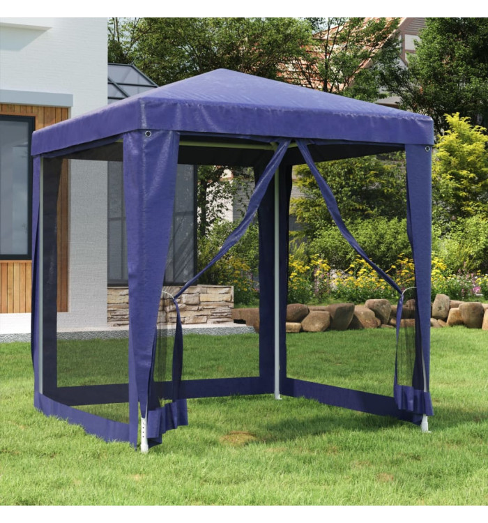 Tente de fête avec 4 parois latérales en maille Bleu 2x2 m PEHD | Mobilier & Déco