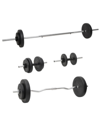 Ensemble d'haltères et de barres avec plaques 60 kg | Mobilier & Déco