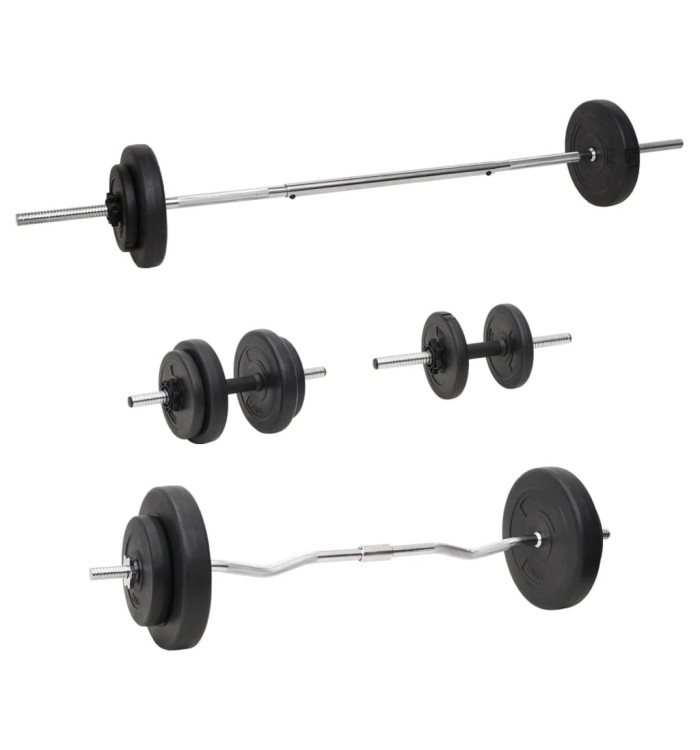 Ensemble d'haltères et de barres avec plaques 60 kg | Mobilier & Déco