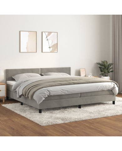 Sommier à lattes de lit et matelas Gris clair 200x200cm Velours | Mobilier & Déco
