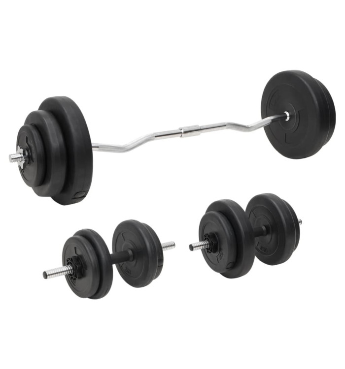 Ensemble d'haltères et de barres avec plaques 60 kg | Mobilier & Déco