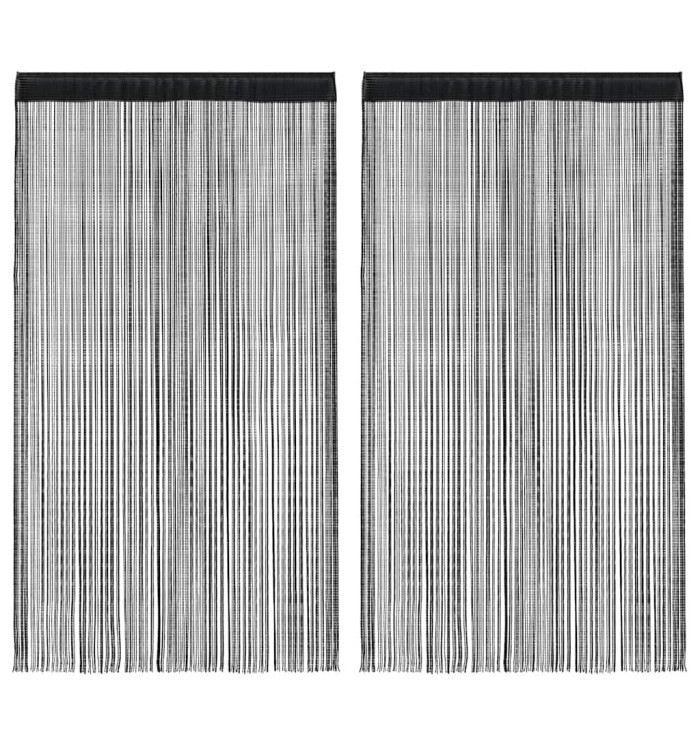 Rideau en fils 2 pcs 140 x 250 cm Noir | Mobilier & Déco