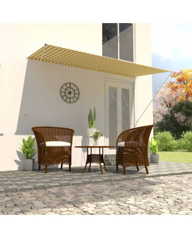 Auvent rétractable 300x150 cm Jaune et blanc | Mobilier & Déco