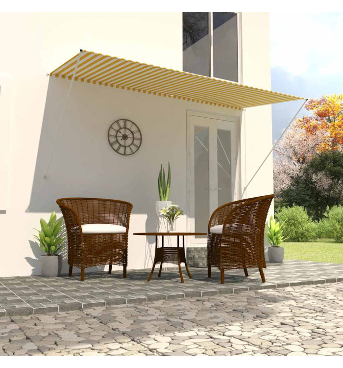 Auvent rétractable 300x150 cm Jaune et blanc | Mobilier & Déco