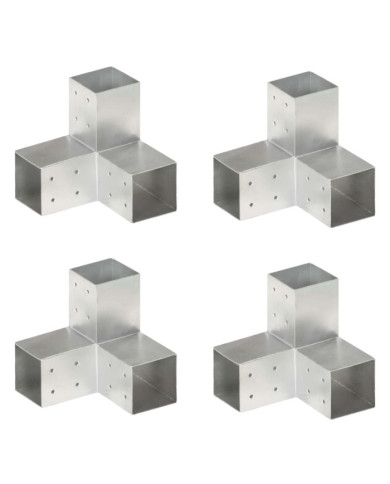 Connecteurs de poteau 4 pcs Forme en Y Métal galvanisé 81x81 mm | Mobilier & Déco