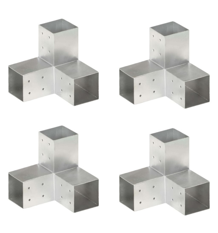 Connecteurs de poteau 4 pcs Forme en Y Métal galvanisé 81x81 mm | Mobilier & Déco